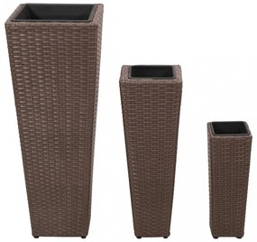 3 db barna polyrattan kerti magaságyás