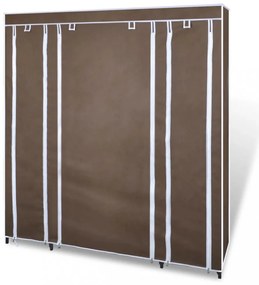 barna szövet ruhásszekrény tárolórekeszekkel 45x150x176 cm