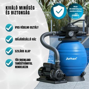 AQUA homokszűrő medencéhez, 10 200 l/h, kék Jurhan