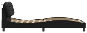fekete műbőr ágykeret LED-világítással 80 x 200 cm