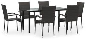 vidaXL 7 részes barna polyrattan kerti étkezőgarnitúra