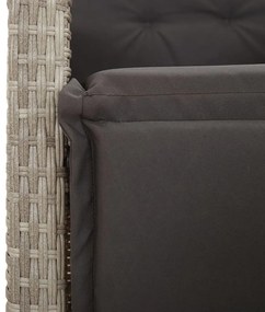 vidaXL 7 részes világosszürke polyrattan kerti étkezőszett párnával