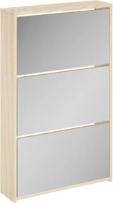 vidaXL 3 szintes tölgyfa cipőszekrény tükörrel 63 x 17 x 102,5 cm