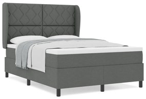 Boxspring Ágy Matracokkal - Sötétszürke, 140x190 cm, Szövet