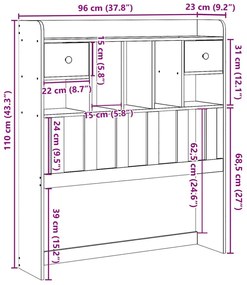 viaszbarna tömör fenyőfa fejtámla tárolóval 90 cm