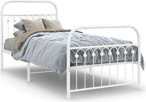 vidaXL fehér fém ágykeret fej- és lábtámlával 90x200 cm