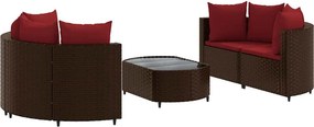 vidaXL 5 részes barna polyrattan kerti ülőgarnitúra párnával
