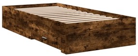 füstös tölgy színű szerelt fa ágykeret fiókokkal 75x190 cm