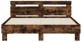 füstös tölgy színű szerelt fa ágykeret fejtámlával 140x190 cm