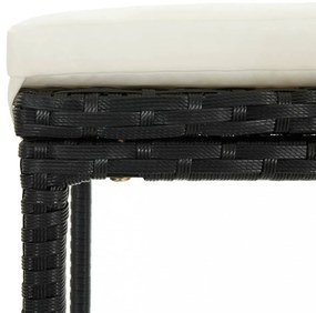 5 részes fekete polyrattan kerti bárszett párnákkal