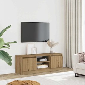 kézműves tölgy színű szerelt fa TV-szekrény 102x30x36 cm