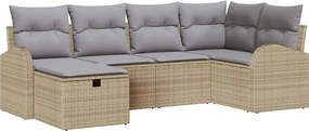 vidaXL Kerti Kanapé Szett párnával tárolóval 6 pcs Bézs Poli rattan