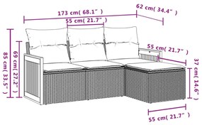 4 részes bézs polyrattan kerti ülőgarnitúra párnákkal