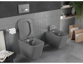 Mexen Teo WC Rimless WC lappal vékony, hőre keményedő, sötétszürke matt, 30854071