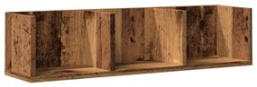 antik fa színű szerelt fa CD-tartó fali polc 75 x 18 x 18 cm