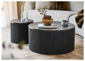 Sötétbarna kerek dohányzóasztal márvány dekoros asztallappal ø 80 cm Rota – House Nordic