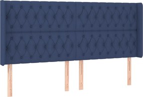 vidaXL kék szövet fejtámla szárnyakkal 183x16x118/128 cm