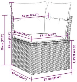 9 részes bézs polyrattan kerti ülőgarnitúra párnákkal