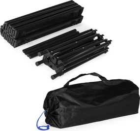 Kerti asztal, MultiGarden XLP150-95-1, fekete, 95 × 55 cm, összecsukható, magasság: 49,5 cm, hordtáskával, csúszásgátló lábak, teherbírás: 20 kg