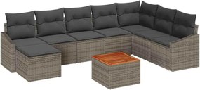 vidaXL Kerti Kanapé Szett tárolóval 9 pcs Szürke polirattan