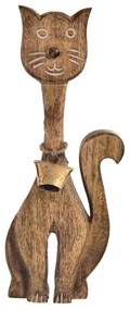 InDecor Mangófából készült macska csengővel, 19 x4 x 49 cm, L