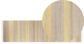 Sárga és bézs juta futószőnyeg 80 x 300 cm TALPUR Beliani