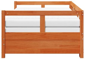 viaszbarna tömör fenyő kihúzható kanapéágy matracokkal 80x200cm