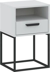 CADRO 1 fiókos éjjeli szekrény, 40 cm, No. 5 vázon | Fehér