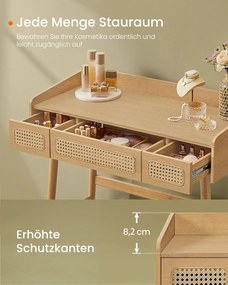 Fésülködőasztal tükörrel és világítással bézs színben