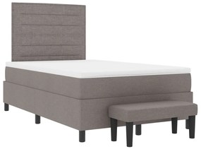 boxspring ágy ágybetéttel és paddal taupe 120x190 cm szövet