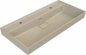 CeraStyle SHARP - MATT BÉZS - porcelán mosdókagyló - DUPLA csaplyukas - 100 x 48 cm