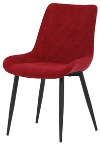 Scaun de sufragerie din țesătură roșie cu model elegant de romburi. DCL-218