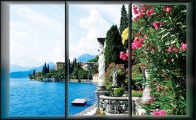 Fotótapéta Tó a hegyekben és terasz 312x219 tájkép Alpesi tájkép +ragasztó