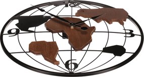 Falióra 40 cm átmérő, fém és MDF, világrész mintával