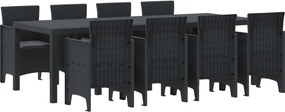 vidaXL Kert étkező szett 9 pcs Antracit Polipropilén