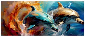 Kép - Delfin festmény (120x50 cm)