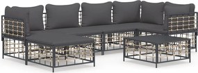 vidaXL 7 részes antracitszürke polyrattan kerti ülőgarnitúra párnákkal