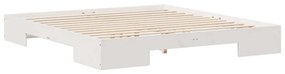 vidaXL Földi ágykeret tárolóval Fehér 200 x 200 cm Tömör fenyőfa