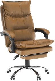 Irodai szék lábtartóval, textilbőr barna, DRAKE