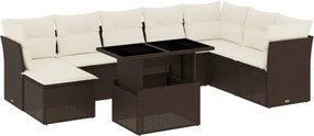 vidaXL 9 részes barna polyrattan kerti ülőgarnitúra párnákkal
