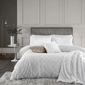 Fehér egyszemélyes mikroplüss ágyneműhuzat 135x200 cm Cosy Diamond – Catherine Lansfield