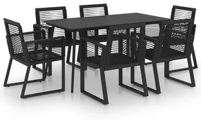 7 részes fekete PVC rattan kültéri étkezőgarnitúra