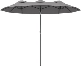 Outsunny Dupla Napernyő, 285x147cm-es Kerti Napernyő Kézi Karos Műanyag Rúddal, Szélcsatornás Oval Piac Napernyő, Szélálló Dupla Napernyő Állítható Dő