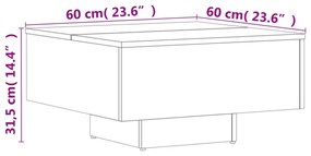 betonszürke szerelt fa dohányzóasztal 60 x 60 x 31,5 cm