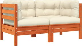 vidaXL 2 db viaszbarna tömör fenyőfa kerti sarokkanapé párnával