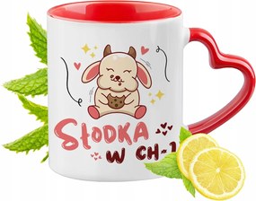 Vicces Piros Bögre Szív Alakú Füllel Ajándék