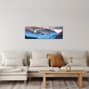 Kép - Repülőgép a hegycsúcsok felett (órával) (90x30 cm)