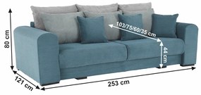 Extra tágas kanapé, kék, menta, világosszürke színű, GILEN BIG SOFA