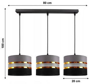 Csillár zsinóron CORAL 3xE27/60W/230V fekete/szürke