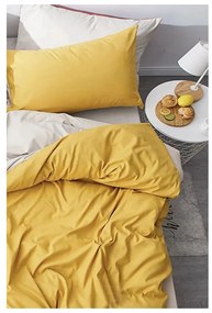 Sárga-krémszínű kétszemélyes-hosszabbított pamut ágyneműhuzat lepedővel 200x220 cm – Mila Home
